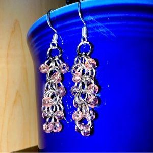 HANDMADE Purple and Silver Links Earrings